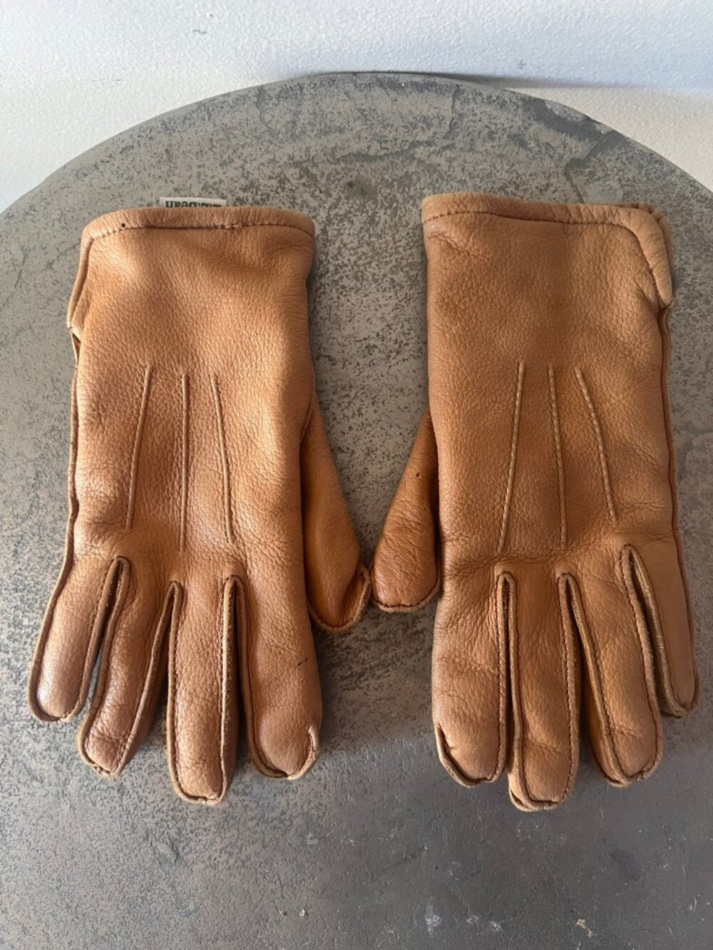 VINTAGE WOMENS L.L. BEAN DEERSKIN LEATHER GLOVES RABBIT FUR LINED SZ M MEDIUM